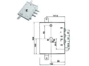 Serratura tripl. applic. scrocco cil. eu. blindate gardesa 898571grld - mm.89 DX (898571GRLD DX) - scatola in acciaio zincato, catenacci e scrocco a pistoni con interasse mm.37 in acciaio cromato, 4 mandate, scrocco azionato...