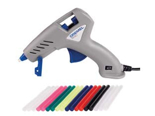 Dremel pistola termocollante (930) - tensione 100/240v, doppia temperatura 105° e 195° con punta controlla goccia per non fare goccilare la colla sul progetto, ut...