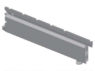 Base scatolata per piantana con piedino regolabile grigio ral 7035 - mm.600 p.x300 l.x140 h. - componente per arredamento negozio in acciaio verniciato, passo 25