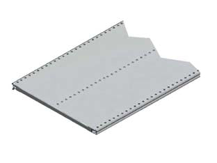 Ripiano in lamiera forata verniciato grigio ral 7035 - mm.1330 l.x500 p. con 2 rinforzi - componente per arredamento negozio in acciaio verniciato