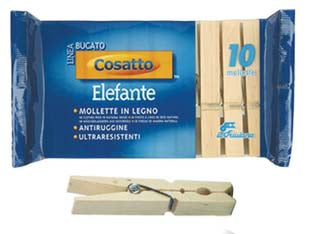 Mollette elefante in legno naturale molla antiruggine cm.10 pz.10 - molla in acciaio zincato antiruggine a 7 spire, adatte a tutto il bucato