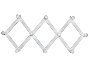 Appendiabiti estensibile in legno 10 posti bianco - cm.32x79 - estensibile, in legno di faggio
