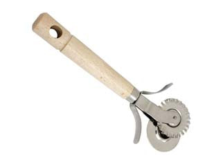 Rotella taglia pasta doppio in acciaio inox - in acciaio inox, con manico in legno