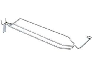 Ganci a 2 fili con portaprezzi per pannelli forati - ø mm.3,8x5x400 l. - in ferro zinco cromato, interasse mm.25