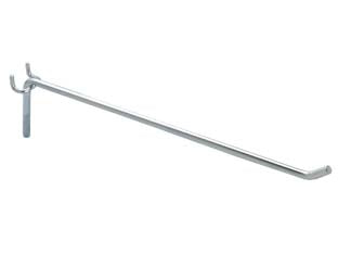 Gancio 1 filo per pannelli forati - ø mm.3,8x7x400 l. - in ferro zinco cromato, interasse mm.25