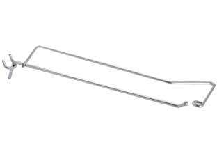 Ganci a 1 filo con portaprezzi per pannelli forati - ø mm.3,8x5x200 l. - in ferro zinco cromato, interasse mm.25