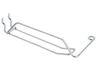 Ganci a 2 fili con portaprezzi semplici per pannelli forati - ø mm.3,8x5x300 l. - in ferro zinco cromato, interasse mm.25