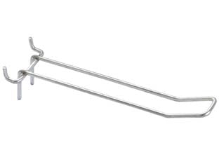 Ganci a sostegno doppio larghi per pannelli forati - ø mm.3,8x5x300 l. - in ferro zinco cromato, interasse mm.50