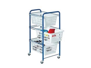 Carrello siena 3 piani - cm.32x38x67h. - rettangolare, colore silver/bianco