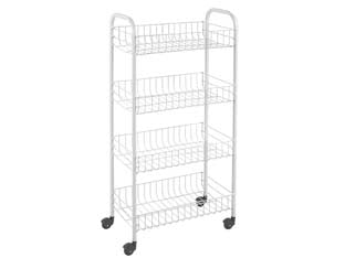 Carrello pisa 4 piani - cm.41X23X84 - rettangolare, colore silver/bianco