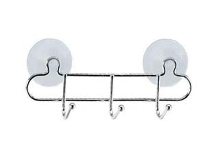 Gancio hooky 3 con ventose - cm.21x5x7h. - in acciaio cromato
