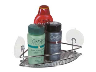 Mensola angolo star singola con ventose - cm.18x18x7 - in acciaio cromato