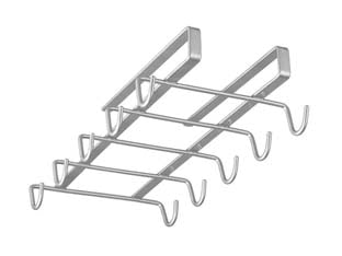 Sottoripiano porta tazze my-mug - cm.14x28x6 - per 10 tazze, colore argentento metallizzato satinato