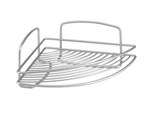 Mensola angolare 1 piano serie onda - cm.22x22x11 - un piano, in filo ferro plastificato Polytherm, antiruggine, da appoggio o da appendere, colore argento metallizzato satinato