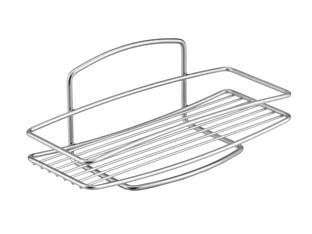 Mensola rettangolare 1 piano serie onda - cm.26x11x11 - un piano, in filo ferro plastificato Polytherm, antiruggine, da appoggio o da appendere, colore argento metallizzato satinato
