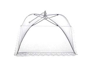 Moscaiola a ombrello copri piatto cm.35x35 - cm.35x35 - forma a ombrello, rete in nylon, ripiegabile, colore bianco