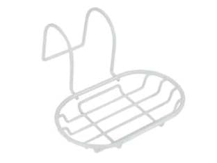 Porta sapone da vasca serie ellipse - in filo ferro plastificato plastificato, antiruggine, fissaggio a borda vasca, linea tonda, colore bianco