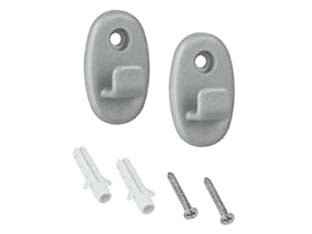 Set 2 ganci in nylon serie onda - il set include: 2 viti e 2 tasselli, colore argento metallizzato, ideali per appendere mensole e ripiani serie ONDA