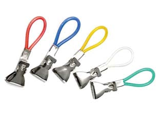 Set 5 porta strofinacci a pinzetta doppio scatto - pz.5 porta strofinacci a pinzetta a doppio scatto con asola in nylon