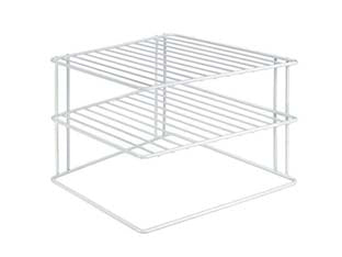 Mensola angolare a 2 piani silos - cm.25x25x19 - due piani, in filo ferro plastificato, salva spazio, colore bianco