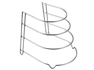 Porta padelle a 4 posti canyon - cm.24x26x23 - n.4 posti, in filo ferro plastificato, salva spazio, colore argento metallizzato satinato