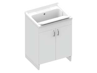 Lavatoio in legno nobilitato e asse in polipropilene - cm.60x50x85h. - mobile e lavatoio monoblocco in nobilitato, con vasca comprensiva di asse di lavaggio in resina PP stampaggio a iniezione, pi...