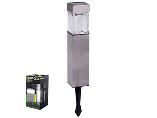 Lampada solare led square in scatola set da 4 pezzi - mm.58x58x396,5h. - 5 lumen - materiale metallo/vetro, limentazione con 1 batteria AA ricaricabile, alimentazione solare , 8 ore di autonomia, grado di pr...