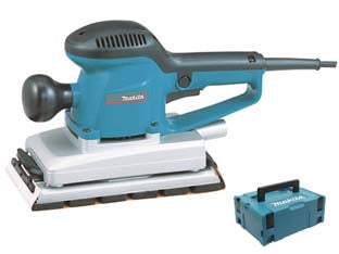 Levigatrice orbitale piastra mm.115x229 330w (bo4901j) - 330w di potenza, tensione 230v / 50Hz, velocità a vuoto 10000 g/m, piastra di levigatura rettangolare in alluminio mm.115x2...