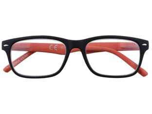 Occhiale lettura montatura policarbonato nero/rosso b3 - diottrie +2,5 - 31Z-B3-ORA250 - montatura policarbonato, astine con sistema flex, adatti per presbiopia semplice