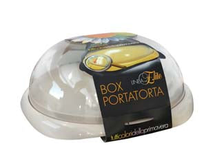 Copritorta tonda con coperchio e vassoio - ø cm.37x12,5h. - con coperchio trasparente e pomello e vassoio, colori assortiti