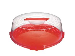 Copritorta da trasporto tonda oasi - ø cm.32x13h. - ideale per trasportare, coperchio con maniglia, fori anticondensa regolabili, chiusura di sicurezza con aggangi da trasporto,...