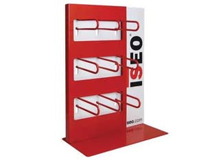 Espositore da banco per lucchetti - (FXK0057) - composto da 9 ganci, 3 file da 3, misure cm.30x14x43h., espositore in OMAGGIO con l'acquisto di una confezione per tipo dei c...