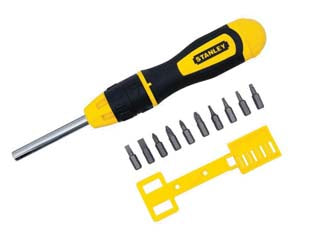 Giravite magnetico a cricchetto con 10 inserti - (0-68-010) - meccanismo di movimento del cricchetto in senso orario, anti-orario e posizione di bloccaggio, impugnatura tri-lobare bi-comp...