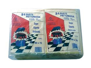 Sacco pattumiera con laccio di chiusura giallo pz.31 - cm.60x70 gr.600 - per uso domestico, realizzati con materiale vergine, con laccio di chiusura