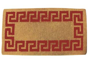 Zerbino imperiale rosso spessore mm.38 - cm.60x120, spessore cm.3,8 - zerbino di cocco annodato a mano, con greca colorata