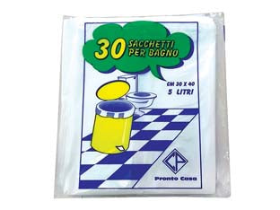 Sacco pattumiera per bagno bianco pz.30 - cm.30x40 gr.152 - per mini pattumiera da bagno