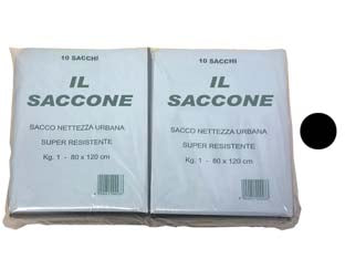 Sacco il saccone nero pz.10 - cm.80x120 kg.1 - alta elasticità del materiale, doppia saldatura, capacità di contenimento dei liquidi