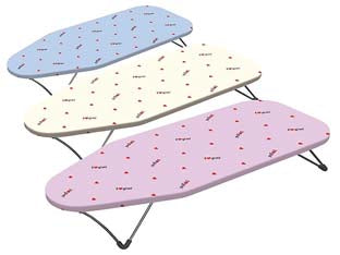 Asse da stiro da tavolo pollicino con gancio a scomparsa - aperto cm.73x32x12,5h. - mini asse da stiro in acciaio con pratico gancio a scomparsa per appenderlo nell'armadio, copriasse 100% cotone con imbottitu...