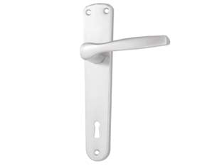 Maniglia modello alu con placca in alluminio argento - mm.90 - in alluminio argentato, quadro maniglia mm.8, foro normale