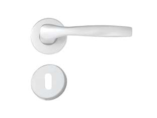 Maniglia modello alu con rosetta in alluminio argento - in alluminio argentato, quadro maniglia mm.8