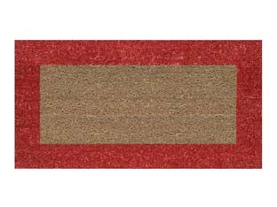 Zerbino ecoco rosso spessore mm.18 - cm.50x100, spessore mm.18 - fondo in gomma, cocco con fascia colorata