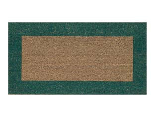 Zerbino ecoco verde spessore mm.18 - cm.40x80, spessore mm.18 - fondo in gomma, cocco con fascia colorata