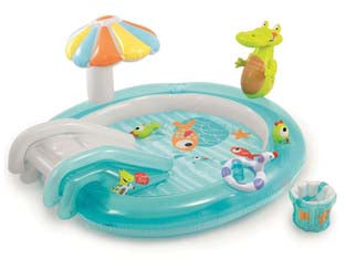 Piscina gonfiabile gator play center +2 anni - cm.201x170x84h. - peso kg.3,9 (57165) - in vinile spessore mm.0,28, predisposto di attacco per l'inserimento del tubo acqua, divertimento assicurato con acqua scivol...