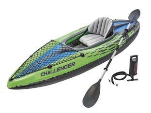 Canoa gonfiabile challenger k1 - cm.274x76x33h. - peso kg.12,90 (68305) - in PVC spessore mm.0,75, portata max kg.100, dotato di sedile gonfiabile, fondo gonfiabile per un maggiore confort e rigidit...