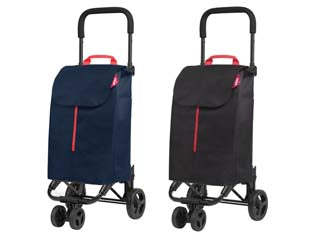 Carrello spesa 50 litri twin 4 ruote - nero - cm.39x52x95h., portata max Kg.30, peso Kg.2,80, struttura in acciaio e sacca in poliestere e antipioggia con zip frontale che...