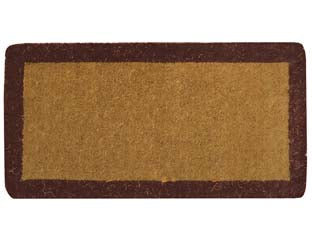 Zerbino imperiale a fascia marrone spessore mm.38 - cm.35x70, spessore mm.38 - zerbino di cocco annodato a mano, con fascia colorata