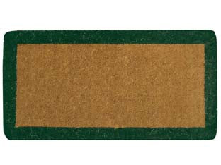 Zerbino imperiale a fascia verde spessore mm.38 - cm.60x120, spessore mm.38 - zerbino di cocco annodato a mano, con fascia colorata