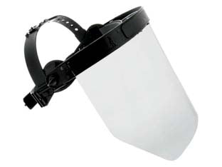 Visiera di protezione in policarbonato - schermo e tesina parasole, ampia superficie protettiva, CE EN-166