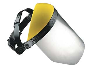 Visiera di protezione professionale in policarbonato - con fermatesta regolabile, CE EN-166