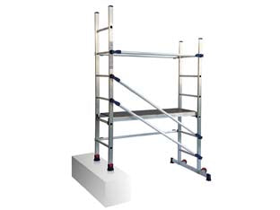 Trabattello p6 in alluminio - cm.146x89x189h., piano lavoro cm.90h., Kg.14,6 - trabattello domestico con struttura in alluminio, pianale di lavoro in legno, 4 ganci di sicurezza sul pianale, barra stabili...